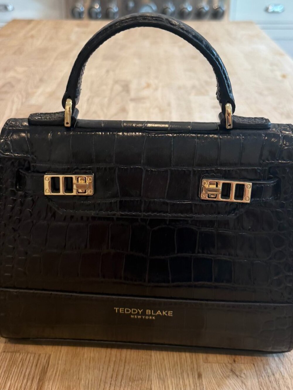 Teddy Blake Kim Croco 9" Bag - Black Gold Hardware - Lightly Used